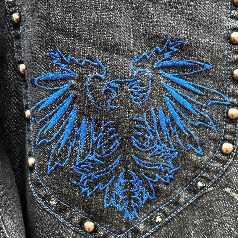Vintage Y2K Brooklyn Basement Jeans Men 34x32 Black Blue Baggy Cyber Goth Grunge - Picture 13 of 14